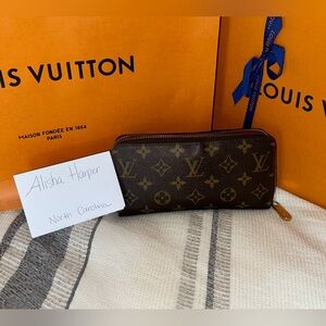 LOUIS VUITTON Zippy wallet long  Monogram Brown red
